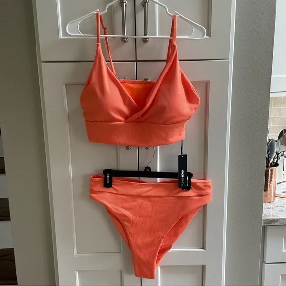 NWT Orange High Waisted Bathing Suit - Picture 5 of 8